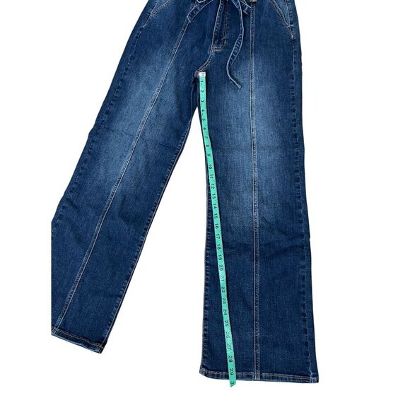 Sneak Peek High Rise Wide Leg Jeans with Tie Belt Medium Wash NWT Size 29 - Picture 10 of 12